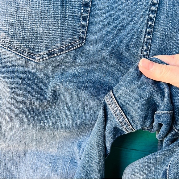 PEACE LOVE WORLD WIDE LEG BLUE JEANS BUTTON LEG SIZE 18WP EUC - Picture 10 of 13